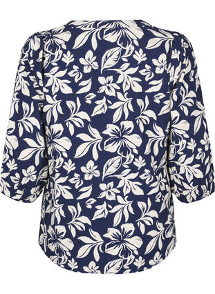 ZizziBaumwollbluse mit 3/4-Ärmeln und Print, Naval Academy Flower, Packshot image number 1