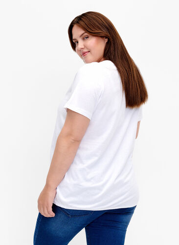 ZizziBaumwoll-T-Shirt mit Folien-Druck, B. White w. Believe, Model image number 1