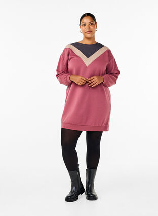 ZizziLanges Sweatshirt mit Farbblock, Rose B. Color Block, Model image number 2