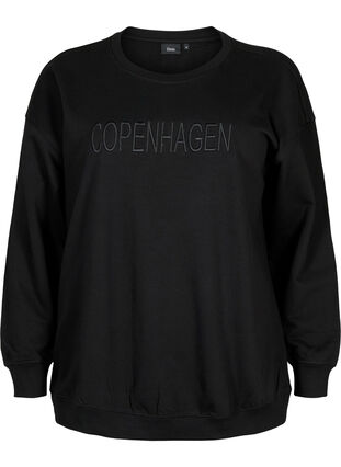 ZizziSweatshirt mit besticktem Text, Black Copenhagen , Packshot image number 0