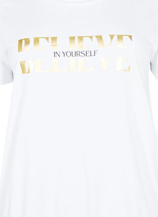 ZizziBaumwoll-T-Shirt mit Folien-Druck, B. White w. Believe, Packshot image number 2