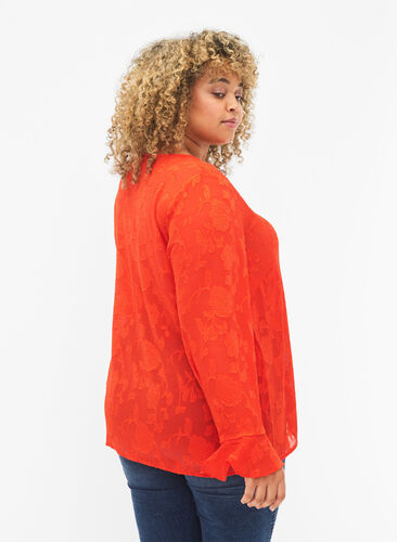 ZizziLangärmliges Hemd mit Jacquard-Look, Orange.com, Model image number 1