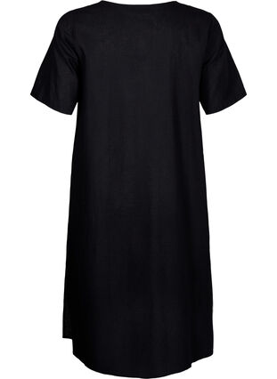 Zizzi Kaftan-Kleid aus Baumwollmischung mit Leinen, Black, Packshot image number 1