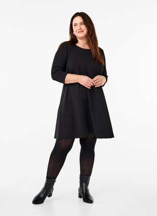 ZizziFLASH – Kurzes Kleid mit A-Linien-Schnitt und 3/4-Ärmeln, Black, Model image number 2