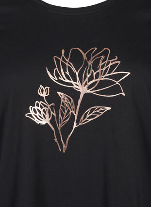 ZizziFLASH - T-Shirt mit Motiv, Black R. Gold Flower, Packshot image number 2