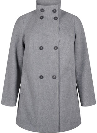 ZizziKurzer A-linienförmiger Trenchcoat, Light Grey Melange, Packshot image number 0