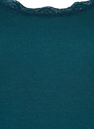 ZizziOberteil mit Spitzenbesatz, Deep Teal, Packshot image number 2