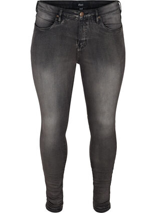 ZizziSuper Slim Amy Jeans mit hoher Taille, Dark Grey Denim, Packshot image number 0