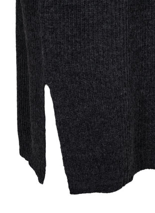 ZizziLanges, übergroßes Strickkleid mit Schlitz, Dark Grey Melange, Packshot image number 3