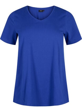 ZizziUnifarbenes Basic-T-Shirt aus Baumwolle, Sodalite Blue, Packshot image number 0