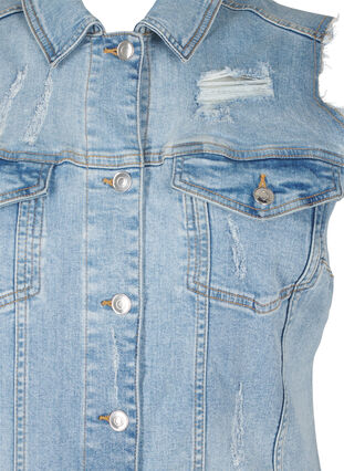 ZizziÄrmelloses Jeanskleid mit Schnittkantendetails, Light Blue Denim, Packshot image number 2