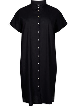 Zizzi Langes Hemd aus Baumwollmischung mit Leinen, Black, Packshot image number 0