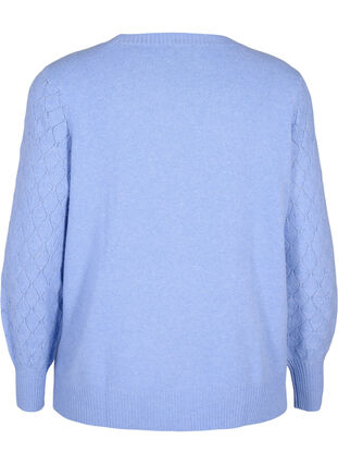 Zizzi Strickbluse mit Spitzenmuster, Cornflower Blue Mel., Packshot image number 1