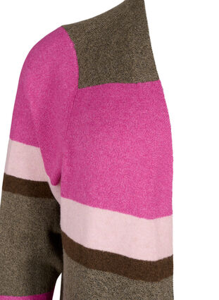 ZizziLange Strickjacke mit breiten Streifen, Fuchsia Red Mel.Comb, Packshot image number 2