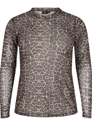 ZizziNetzbluse mit Leopardenmuster, LEO AOP, Packshot image number 0