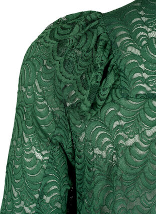 Zizzi Hemdblusenkleid aus Spitze mit Rüschen, Hunter Green, Packshot image number 3