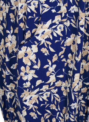 ZizziKurzärmliges Baumwollkleid mit Blumenaufdruck, Blue W. Beige Flower, Packshot image number 3