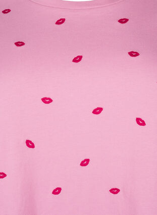 ZizziT-Shirt aus Bio-Baumwolle mit gestickten Lippen, Rose Bl. Lips Emb. , Packshot image number 2