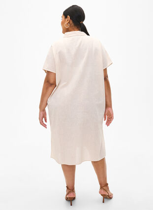 Zizzi Langes Hemd aus Baumwollmischung mit Leinen, Sandshell, Model image number 1