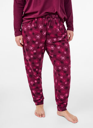 ZizziCotton Pyjamas Hose mit Druck, Fig Flower AOP, Model image number 2