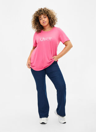Zizzi FLASH - T-Shirt mit Motiv, Hot Pink Amour, Model image number 2
