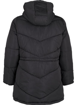 ZizziMittellange Pufferjacke mit Kapuze, Black, Packshot image number 1