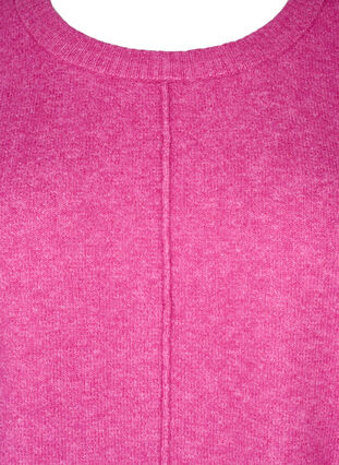 ZizziStrickbluse mit Rundhalsausschnitt und Mittelnaht, Fuchsia Red Mel., Packshot image number 2