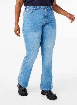 ZizziEllen Bootcut-Jeans mit hoher Taille., Light blue, Model image number 2