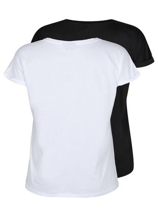 Zizzi2er-Pack kurzärmlige T-Shirts, Bright White / Black, Packshot image number 1