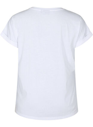 Zizzi Kurzärmeliges T-Shirt aus einer Baumwollmischung, Bright White, Packshot image number 1