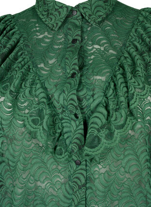 Zizzi Hemdblusenkleid aus Spitze mit Rüschen, Hunter Green, Packshot image number 2