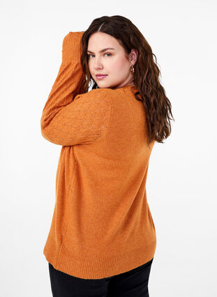 Zizzi Strickbluse mit Spitzenmuster, Marmelade Mel., Model image number 1