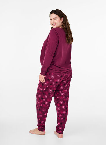 ZizziCotton Pyjamas Hose mit Druck, Fig Flower AOP, Model image number 1