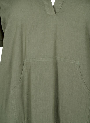 Zizzi Kapuzenkleid aus Baumwollmischung mit Leinen, Deep Lichen Green, Packshot image number 2