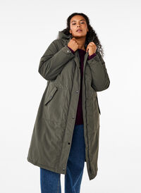 Parka mit Kapuze und verstellbarer Taille, Black Olive, Model