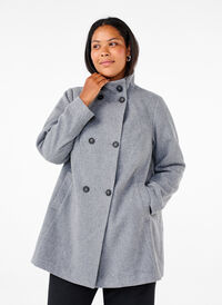 Kurzer A-linienförmiger Trenchcoat, Light Grey Melange, Model