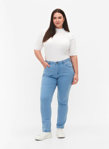 ZizziSchmale Passform Emily Jeans mit normaler Taille, Ex Lt Blue, Model image number 0