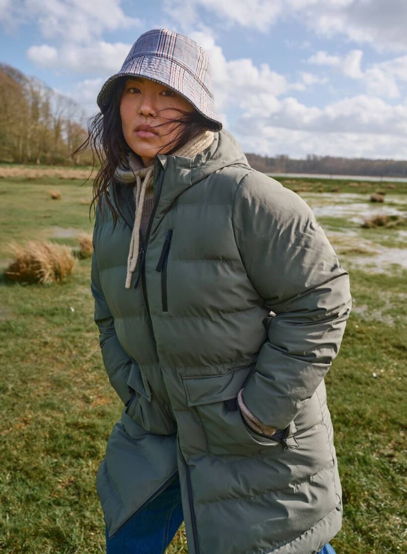 ZizziGrüne Pufferjacke mit Taschen und Kapuze, , Model, 1