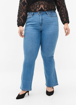 ZizziEllen Bootcut-Jeans mit hoher Taille., Light blue, Model image number 3