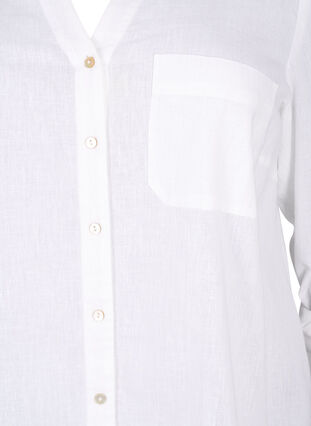 Zizzi Hemdbluse mit Knopfverschluss aus Baumwoll-Leinen-Gemisch, Bright White, Packshot image number 2