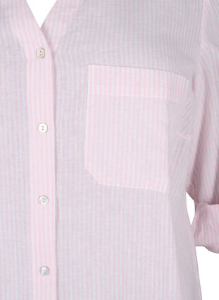 Zizzi Hemdbluse mit Knopfverschluss aus Baumwoll-Leinen-Gemisch, Rosebloom White, Packshot image number 3