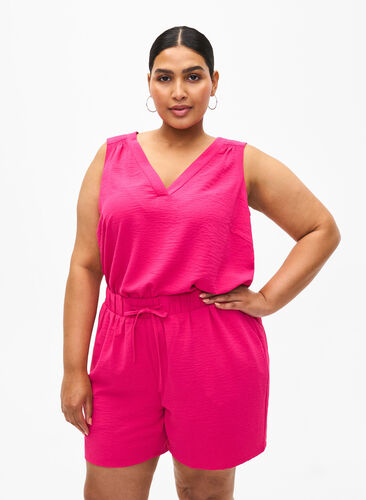 Zizzi Kurze Hose mit Taschen und elastischem Bund, Pink Peacock, Model image number 0