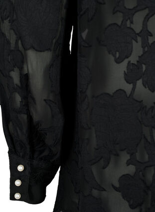 ZizziJacquard-Bluse mit Perlenknöpfen, Black, Packshot image number 3