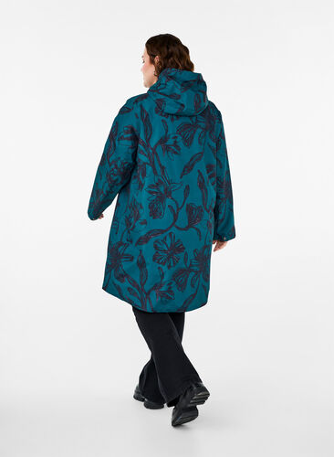 ZizziRegenjacke mit Druck, Deep Teal Black, Model image number 1