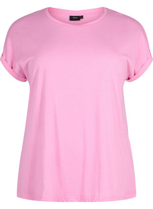 Zizzi Kurzärmeliges T-Shirt aus einer Baumwollmischung, Rosebloom, Packshot image number 0