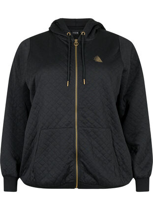 ZizziGesteppte Sport-Strickjacke mit Kapuze, Black, Packshot image number 0