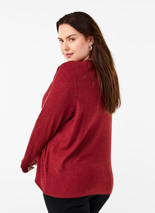 ZizziFLASH – Strickpullover mit Rundhalsausschnitt, Merlot Mel., Model image number 1