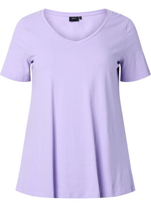 Zizzi Einfarbiges basic T-Shirt aus Baumwolle, Lavender, Packshot image number 0