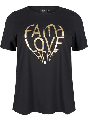 ZizziFLASH - T-Shirt mit Motiv, Black Gold Faith, Packshot image number 0