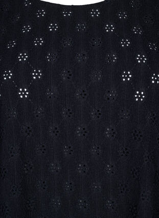 Zizzi  Kurzarmbluse mit Lochmuster, Black, Packshot image number 2